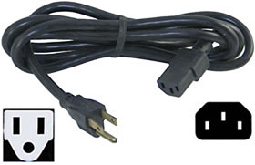 Power Cord, Generic  NEMA 5-15P to IEC C13 Black, USED